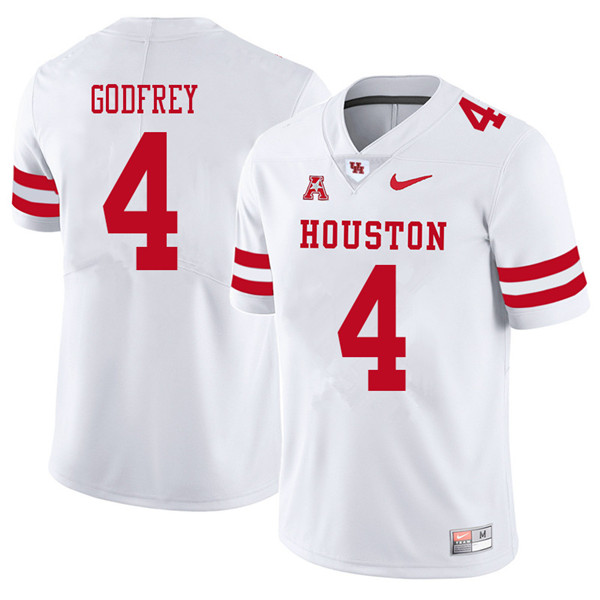 2018 Men #4 Leroy Godfrey Houston Cougars College Football Jerseys Sale-White - Click Image to Close